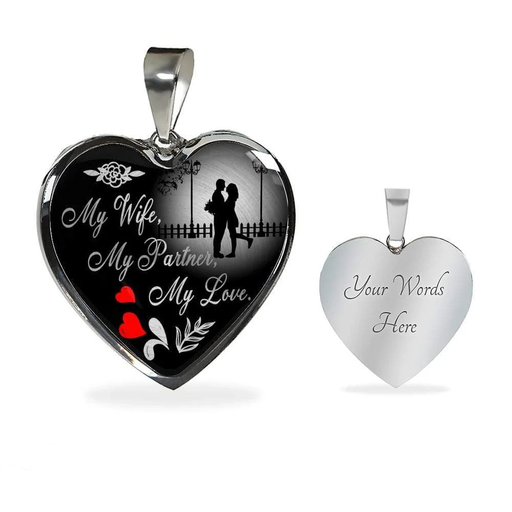 Perfect Wife Necklace Personalized Engraved Silver Heart Necklace Custom Name D